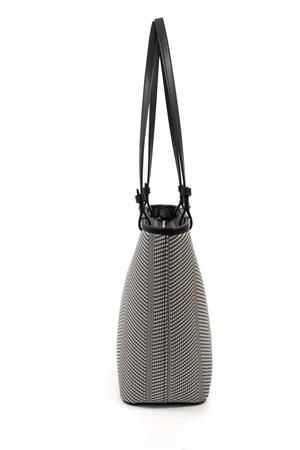 Silver & Polo SP1204 Kadın Omuz Çantası Siyah Beyaz-Siyah