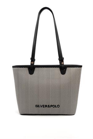 Silver & Polo SP1204 Kadın Omuz Çantası Siyah Beyaz-Siyah