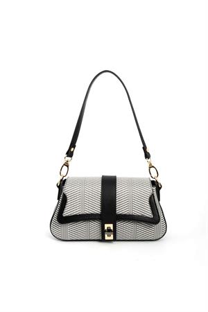 Silver & Polo SP1177 Kadın Omuz Çantası Siyah Beyaz-Siyah