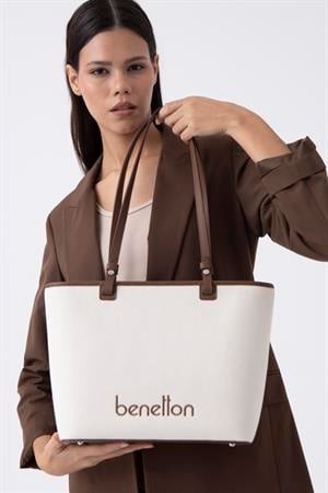United Benetton BNT1542 Omuz Çantası Bej-Kahve