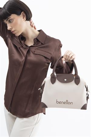 United Benetton BNT1623 Omuz Çantası Bej-Kahve