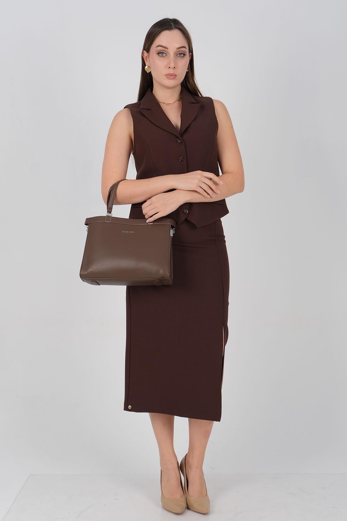 1237-M207Silver & PoloEl ÇantasıSilver & Polo 1237 Kadın El Çantası Kahve
