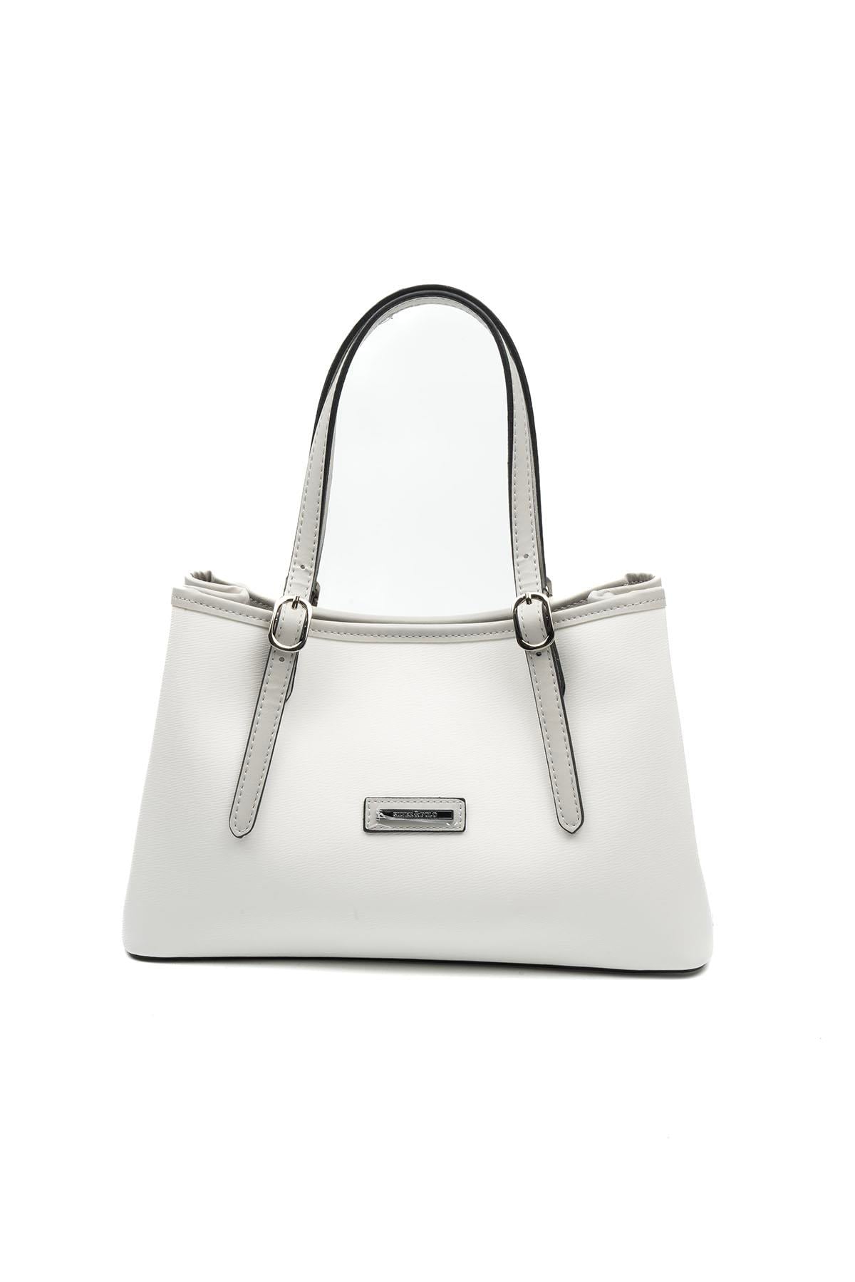 SP1252-M105Silver & PoloEl ÇantasıSilver & Polo SP1252 Kadın El Çantası Beyaz-A.Gri