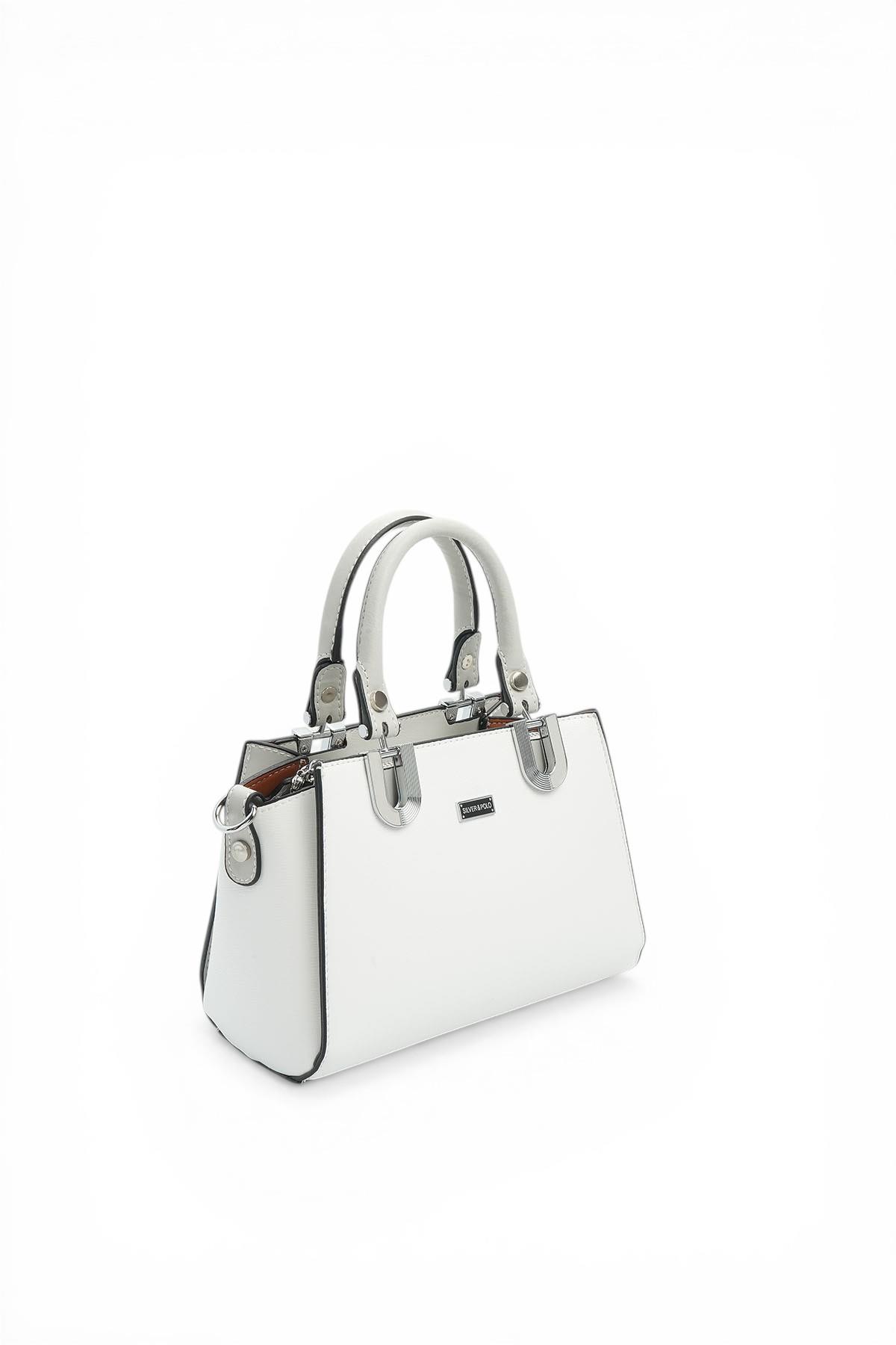 SP1281-M105Silver & PoloEl ÇantasıSilver & Polo SP1281 Kadın El Çantası Beyaz-A.Gri