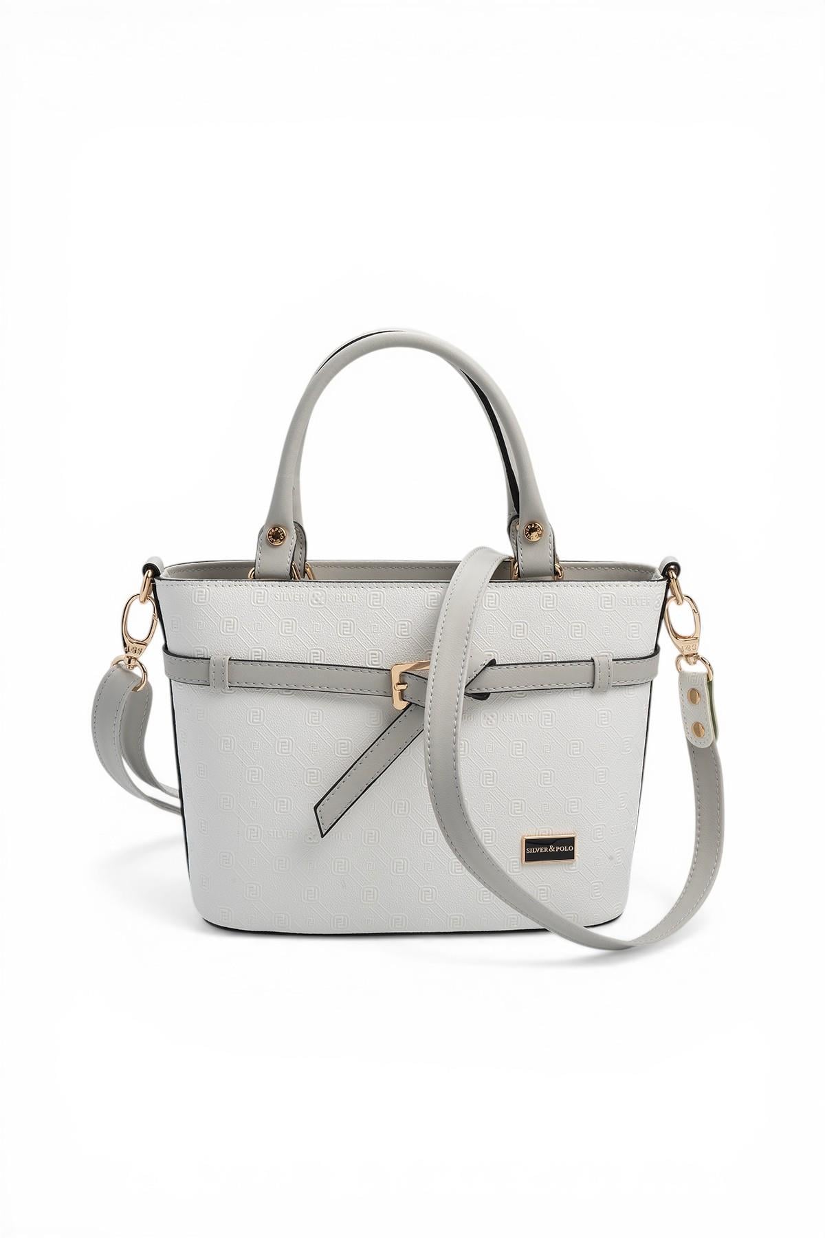 SP1283-M46Silver & PoloEl ÇantasıSilver & Polo SP1283 Kadın El Çantası Beyaz-A.Gri