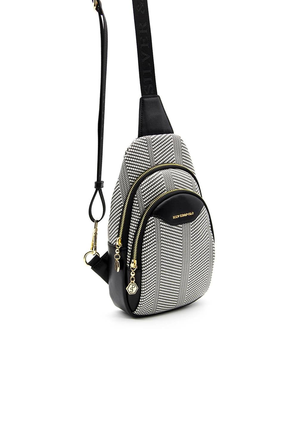 Kadın Bel Çantası Siyah Beyaz - Siyah SP959 Silver & Polo