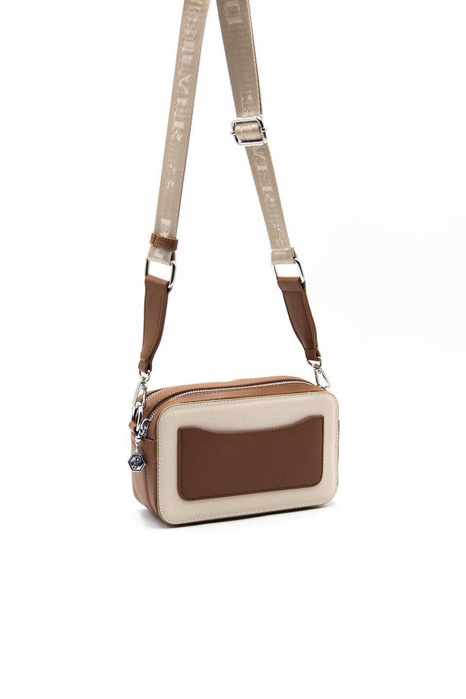 Kadın Çapraz Çanta Bej - A.Taba SP1078 Silver & Polo