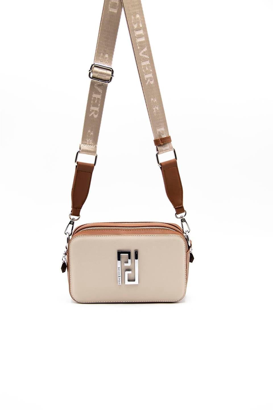 Kadın Çapraz Çanta Bej - A.Taba SP1078 Silver & Polo