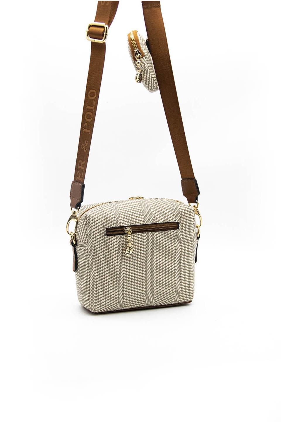 Kadın Çapraz Çanta Bej - Taba SP1038 Silver & Polo
