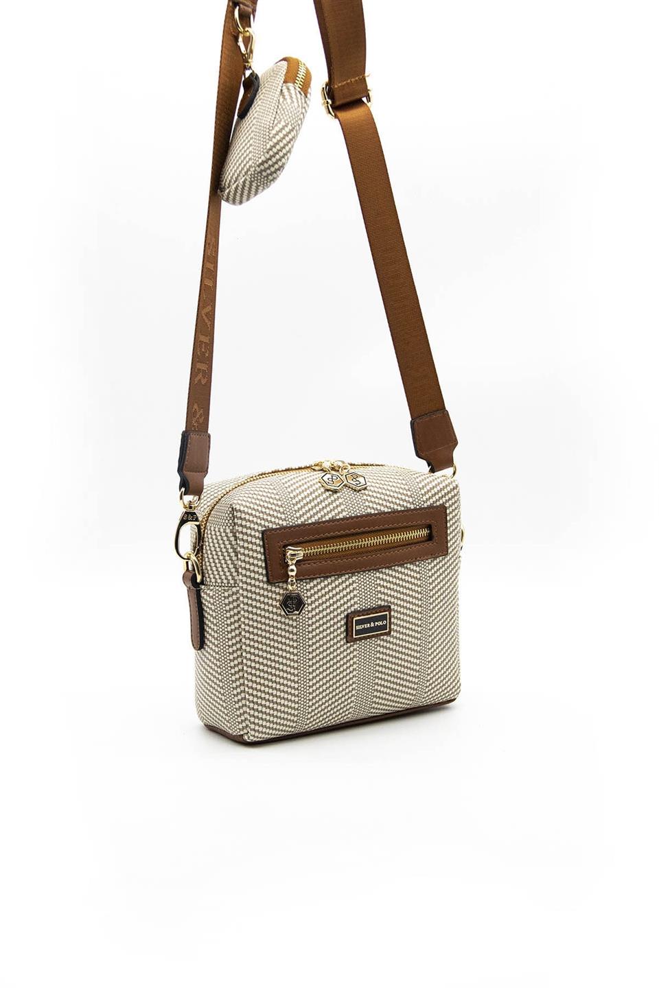 Kadın Çapraz Çanta Bej - Taba SP1038 Silver & Polo