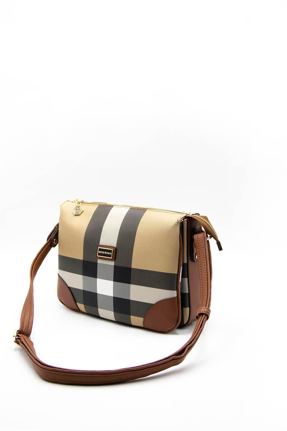 Kadın Çapraz Çanta Bej - Taba SP784 Silver & Polo