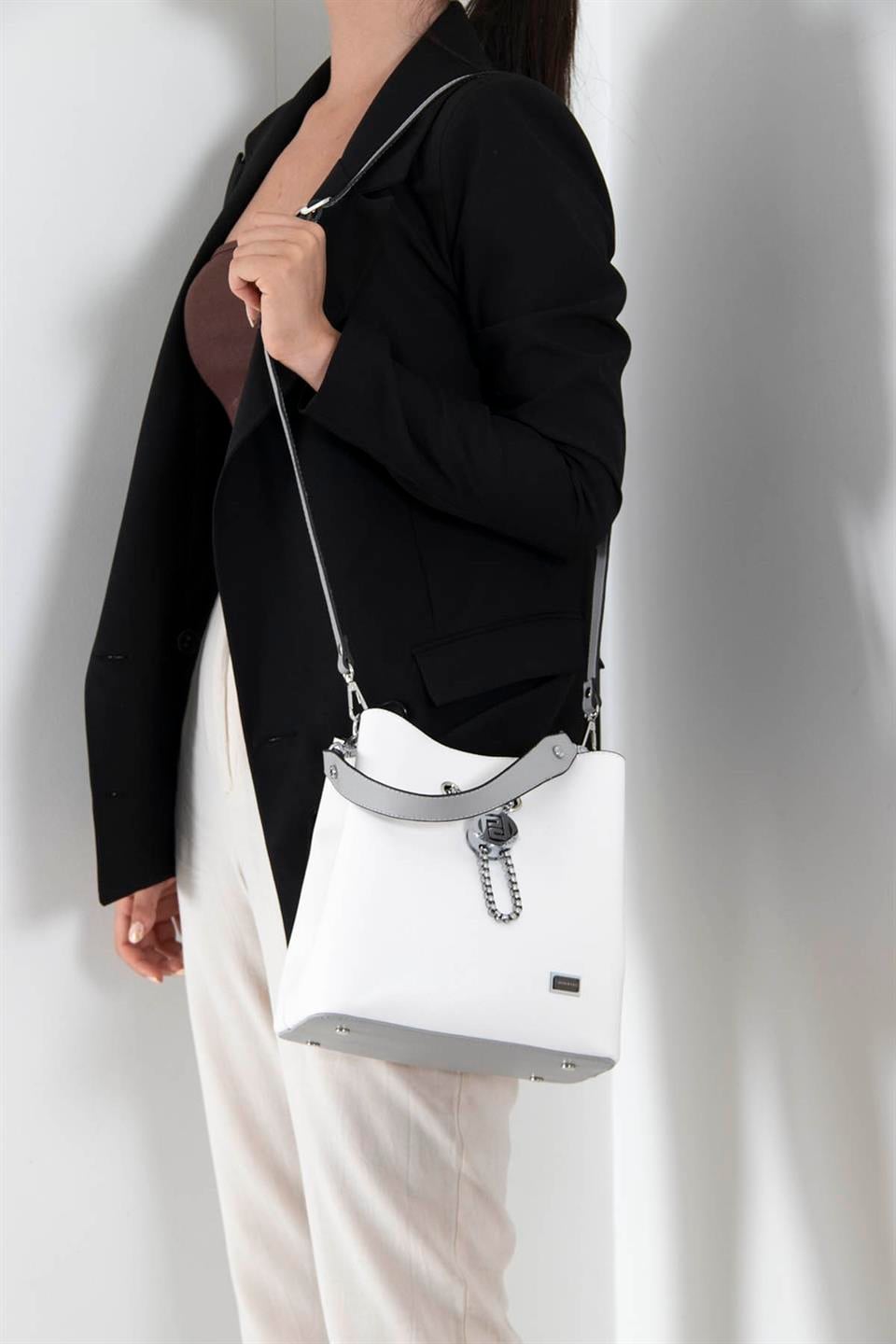 Kadın Çapraz Çanta Beyaz - A.gri SP967 Silver & Polo