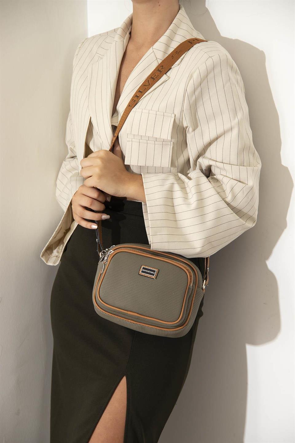 Kadın Çapraz Çanta L.Haki - A.Taba SP1111 Silver & Polo