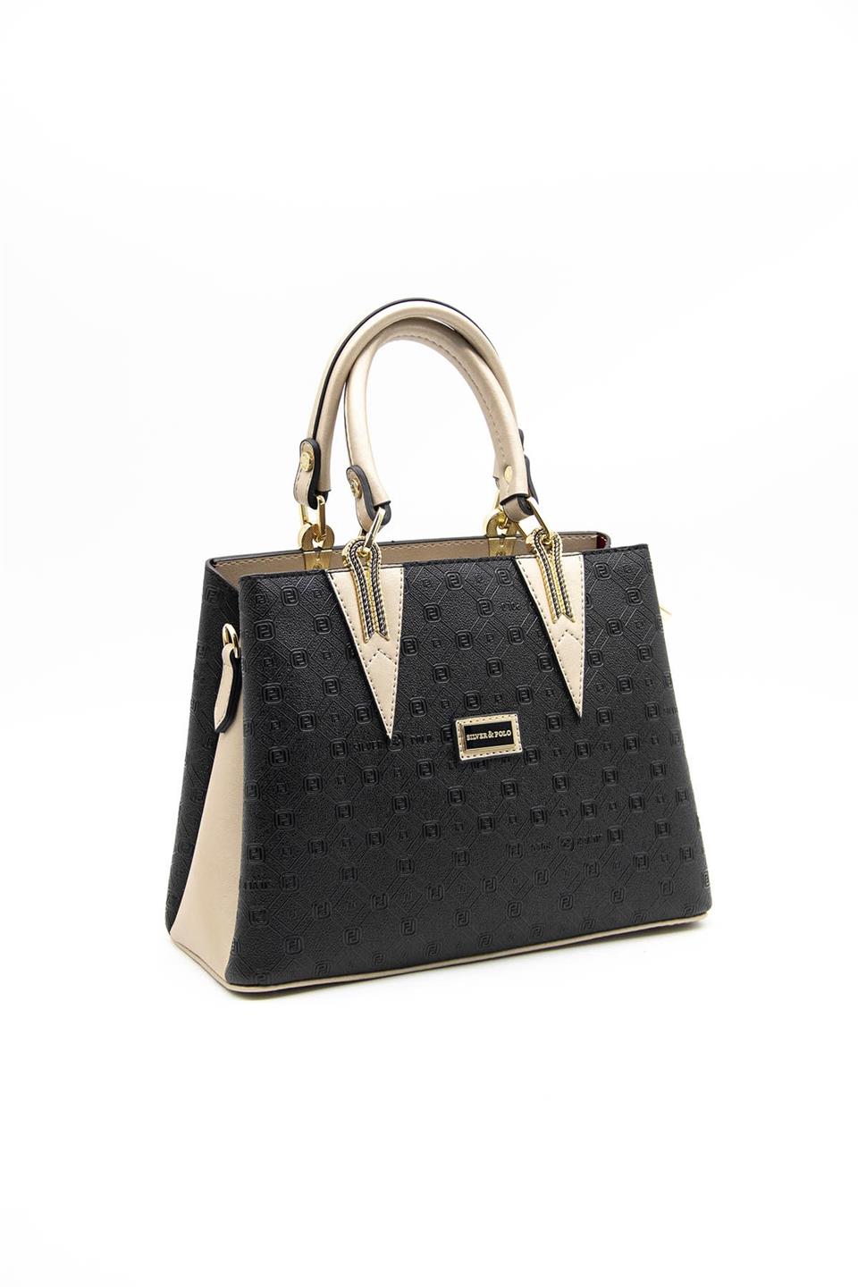 Kadın El Çantası Siyah - S.nut SP1081 Silver & Polo