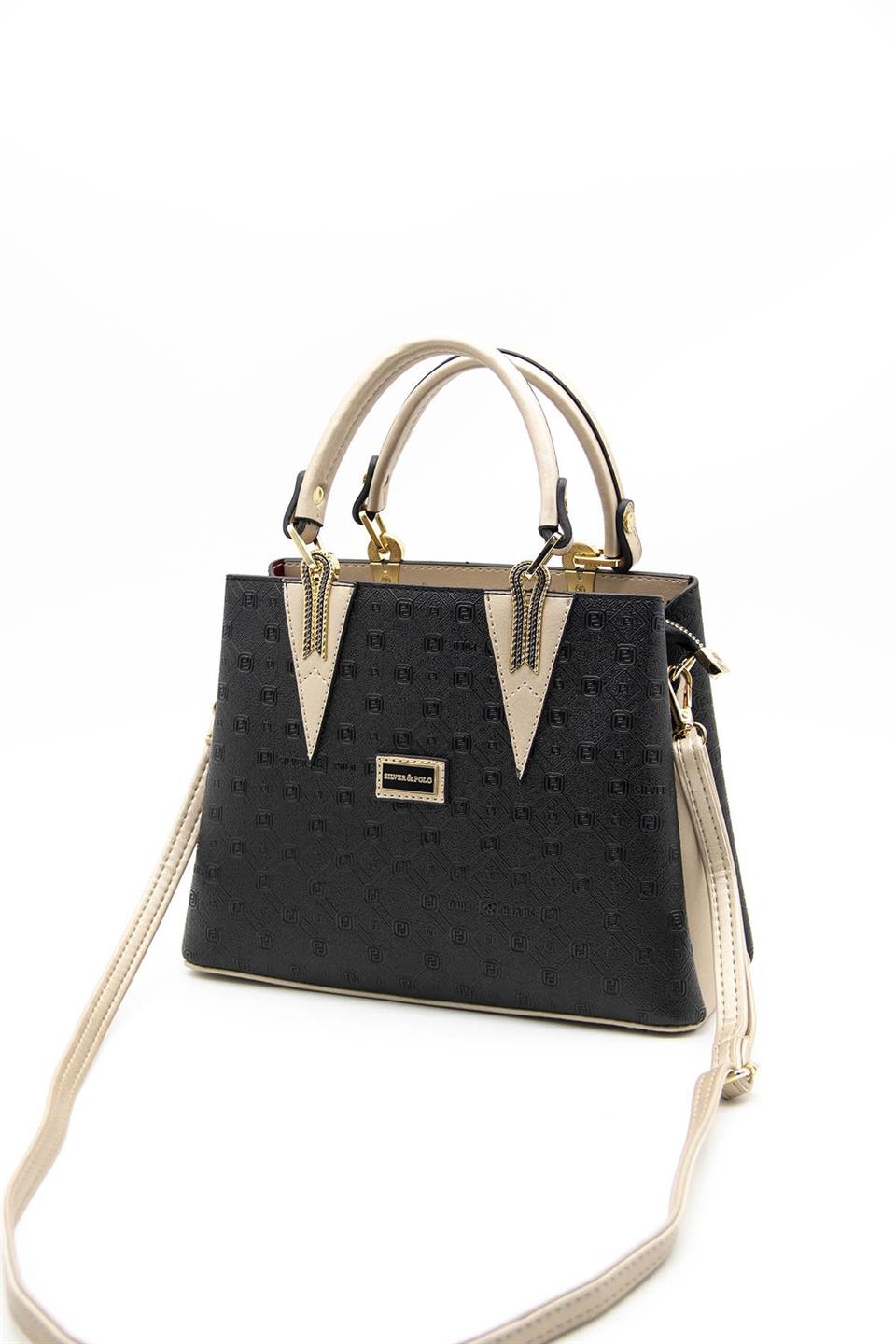 Kadın El Çantası Siyah - S.nut SP1081 Silver & Polo