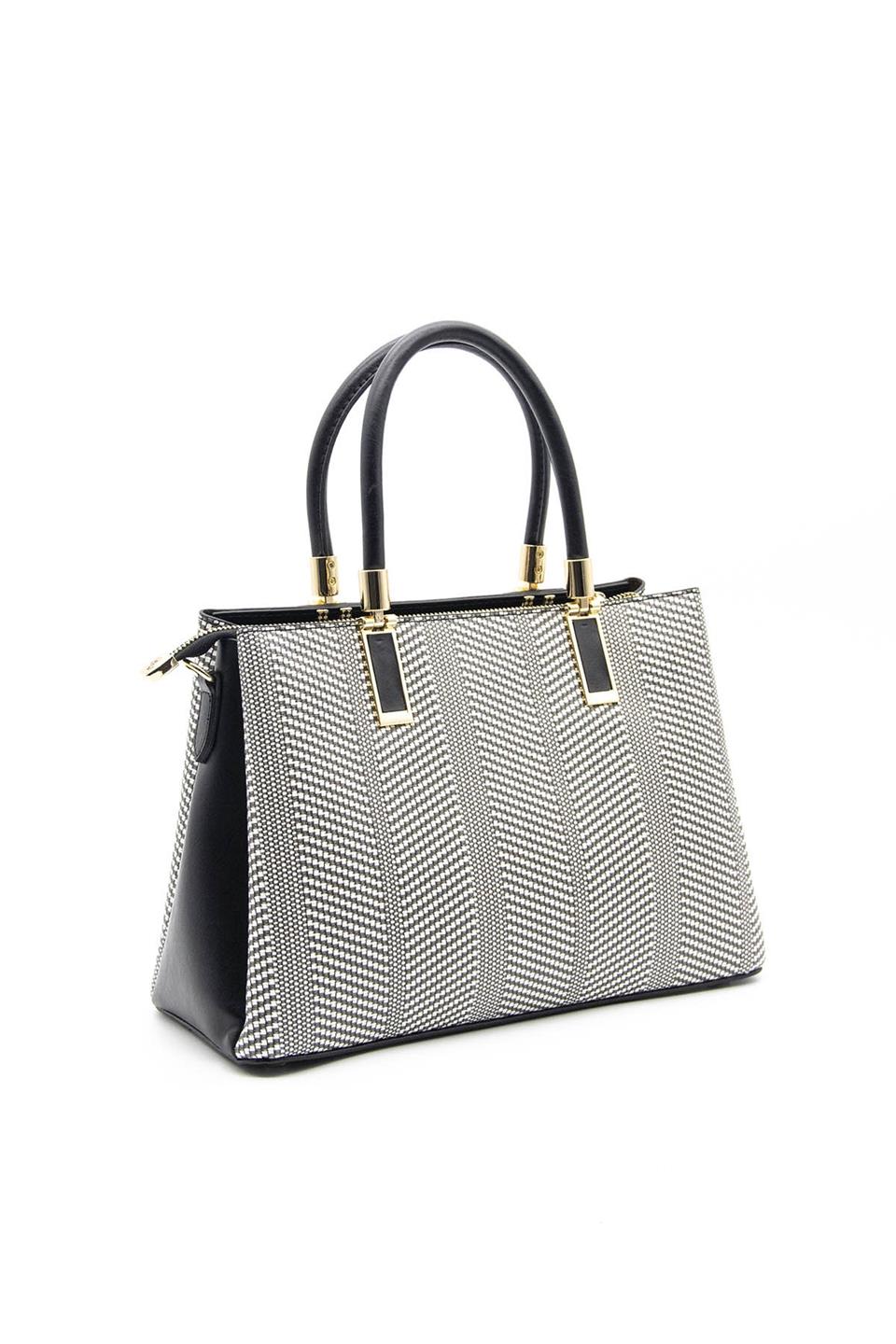 Kadın El Çantası Siyah Beyaz - Siyah SP1000 Silver & Polo