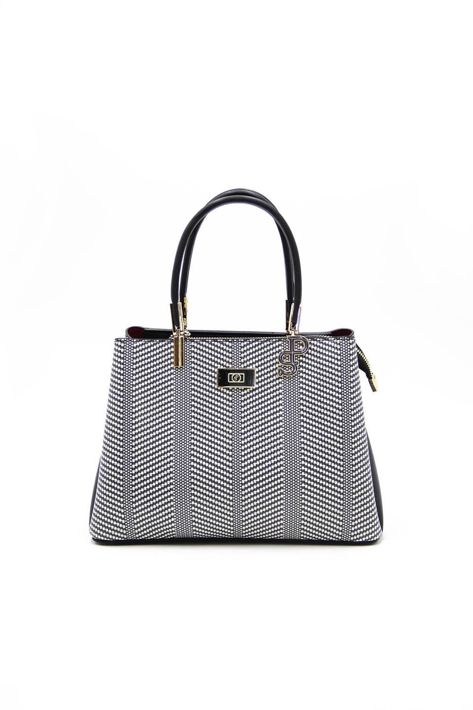 Kadın El Çantası Siyah Beyaz - Siyah SP1098 Silver & Polo