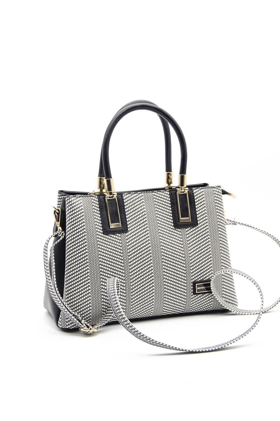 Kadın El Çantası Siyah Beyaz - Siyah SP1000 Silver & Polo