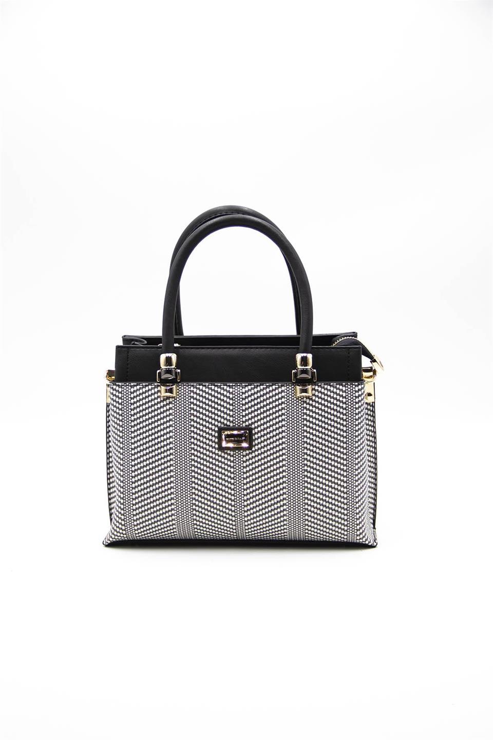 Kadın El Çantası Siyah Beyaz - Siyah SP826 Silver & Polo