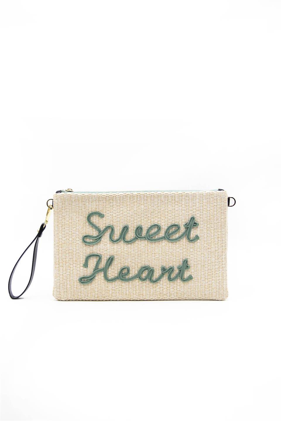 Kadın Portföy & Clutch Bej - Yeşil SP1034 Silver & Polo
