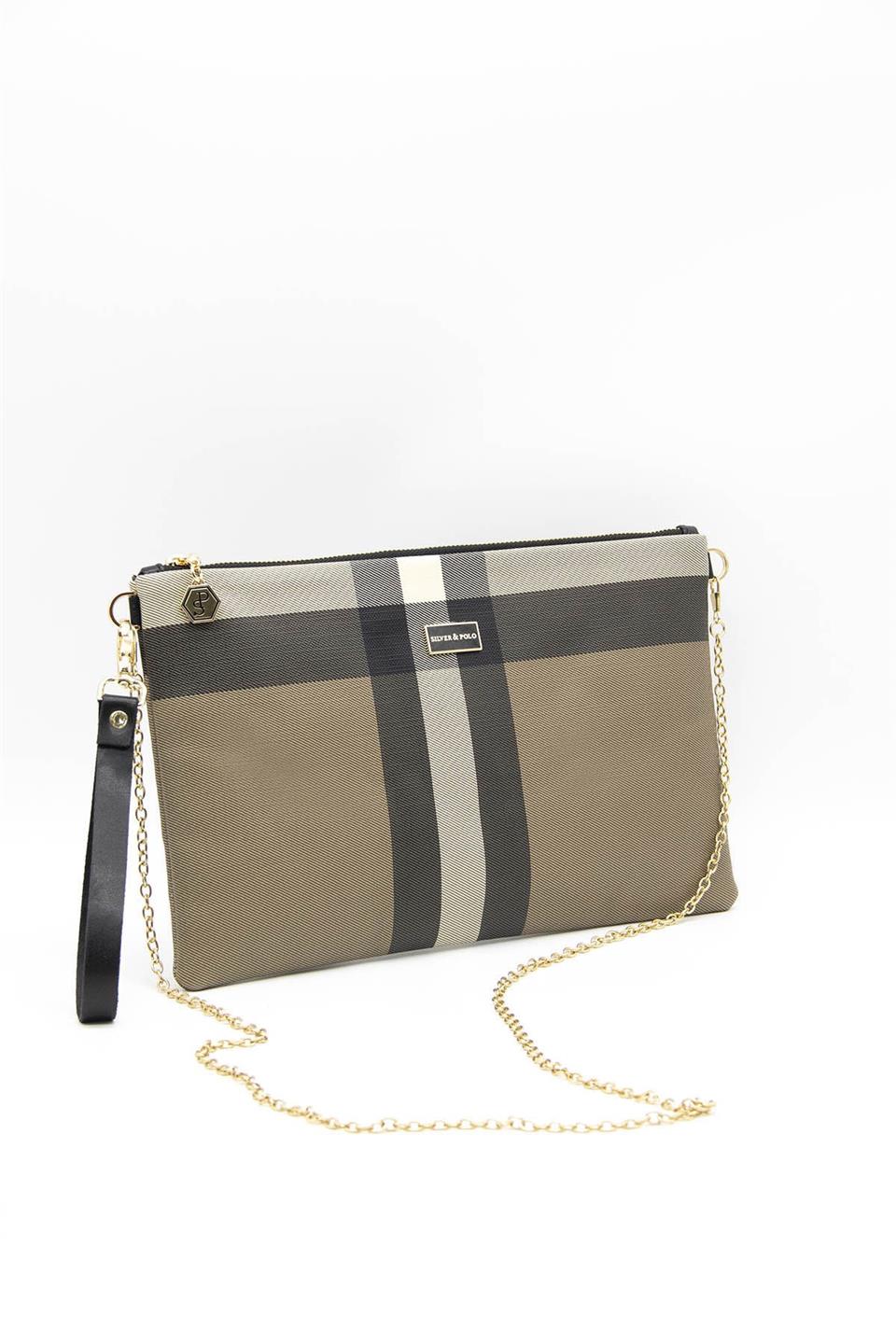 Kadın Portföy & Clutch Kahve - Siyah SP1034 Silver & Polo