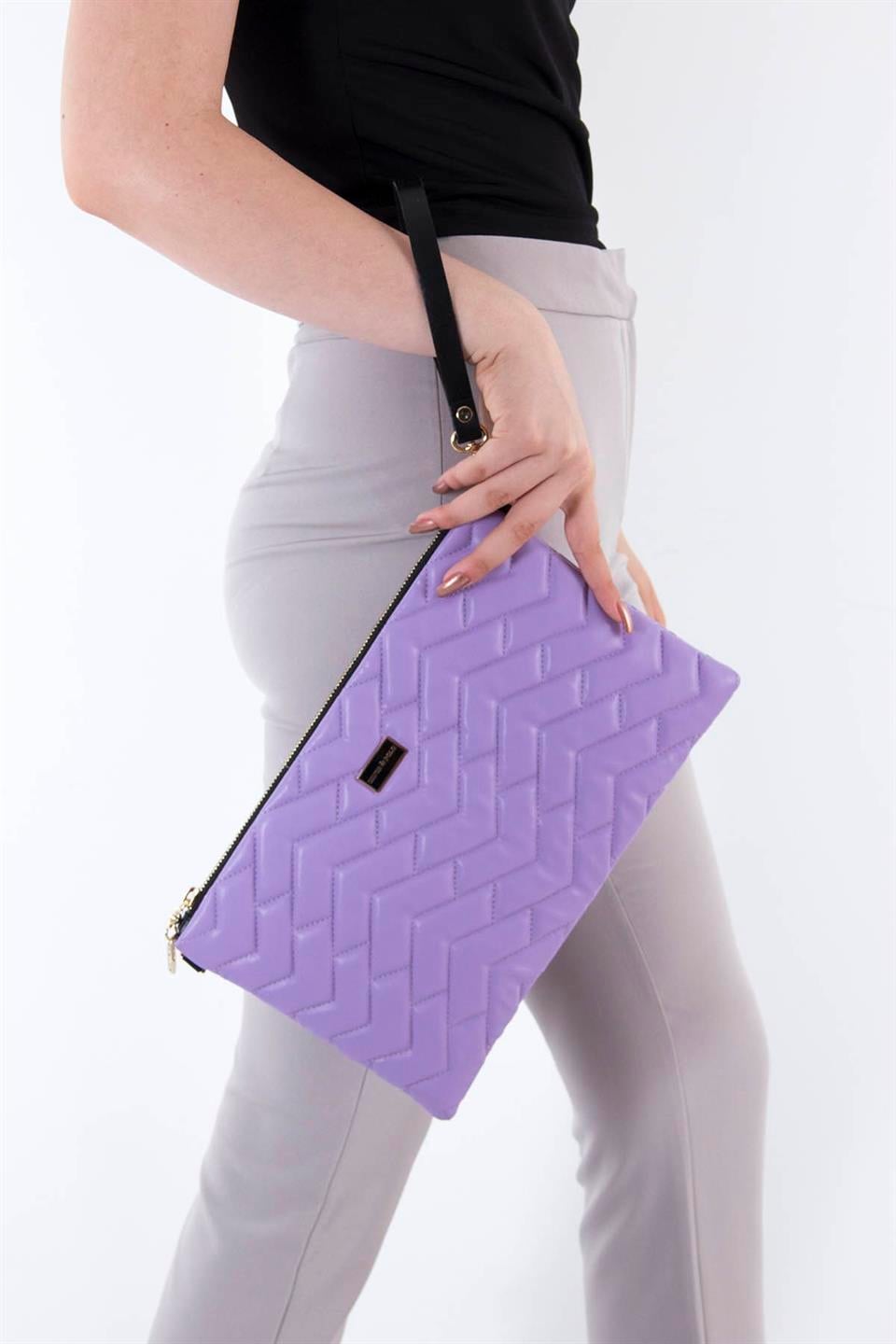 Kadın Portföy & Clutch Lila - Lila SP1034 Silver & Polo