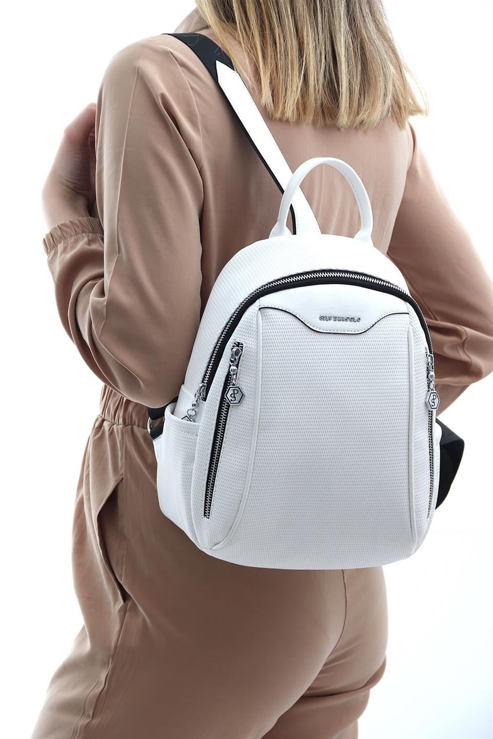 Kadın Sırt Çantası Beyaz - Beyaz SP906 Silver & Polo