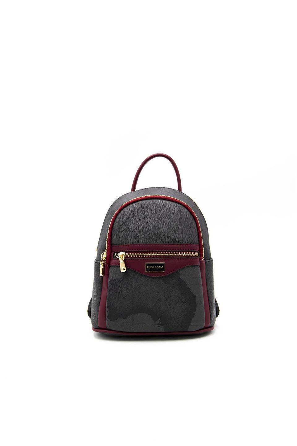 Kadın Sırt Çantası Siyah - Bordo SP983 Silver & Polo