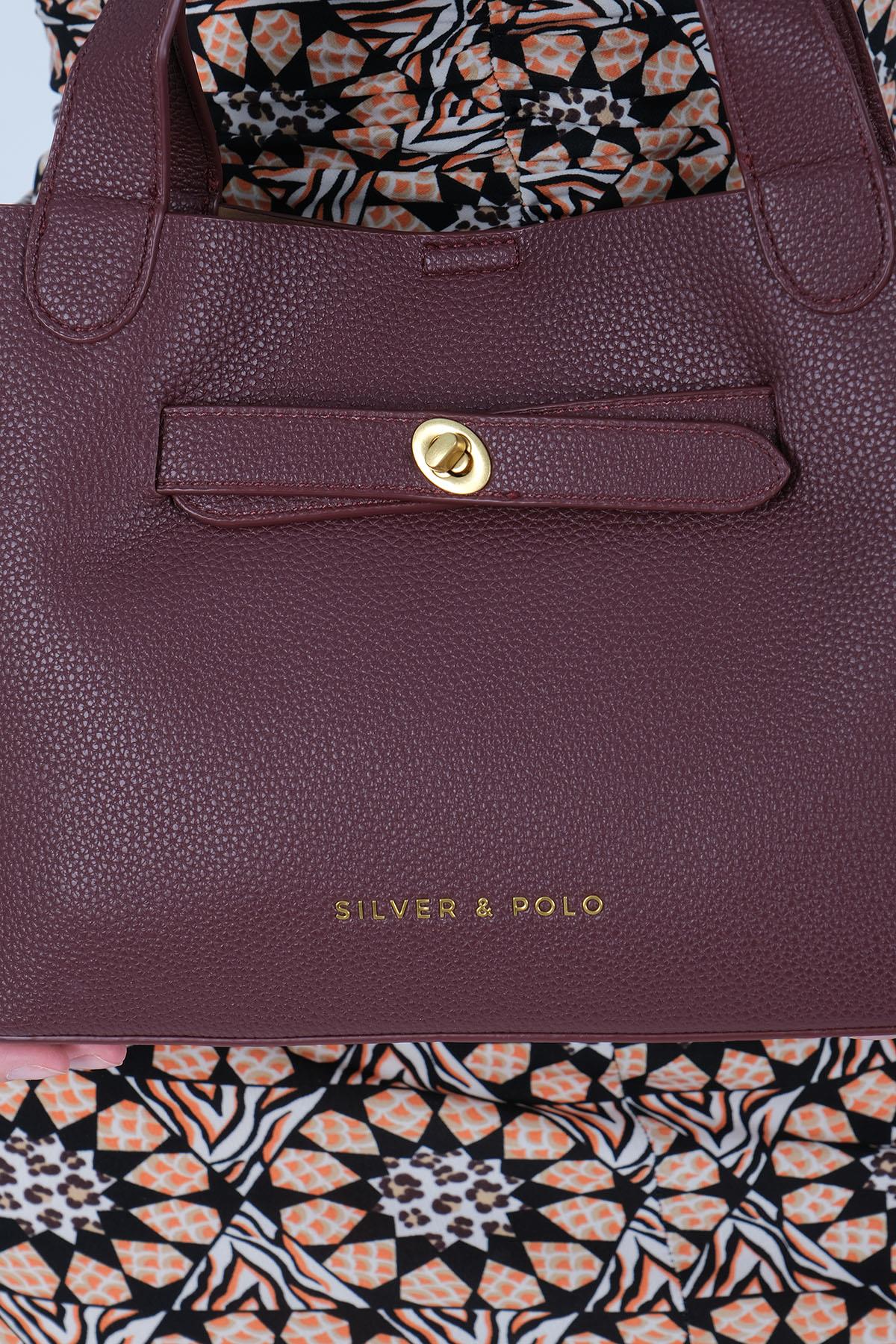 1240-M205Silver & PoloOmuz ÇantasıSilver & Polo 1240 Kadın Omuz Çantası Bordo