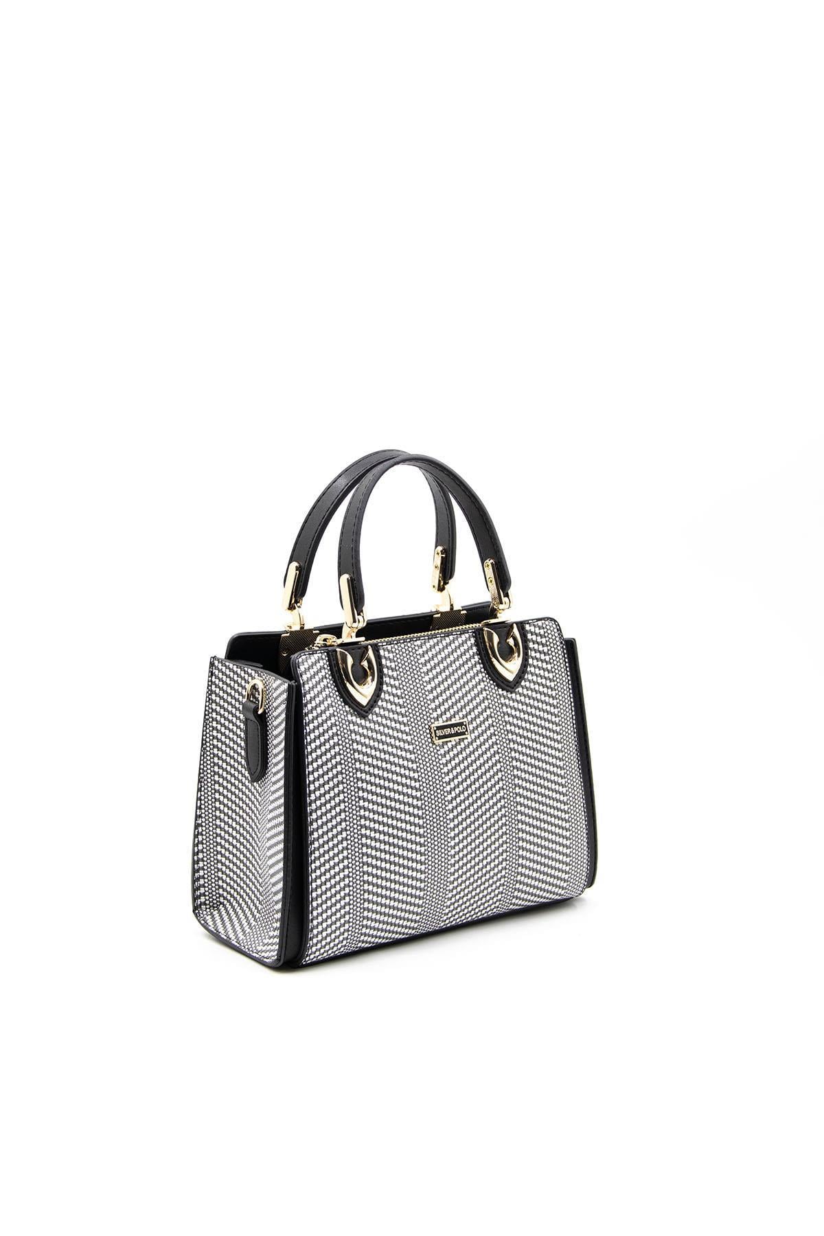 Silver & Polo Siyah Beyaz-Siyah SP1133 Kadın El Çantası