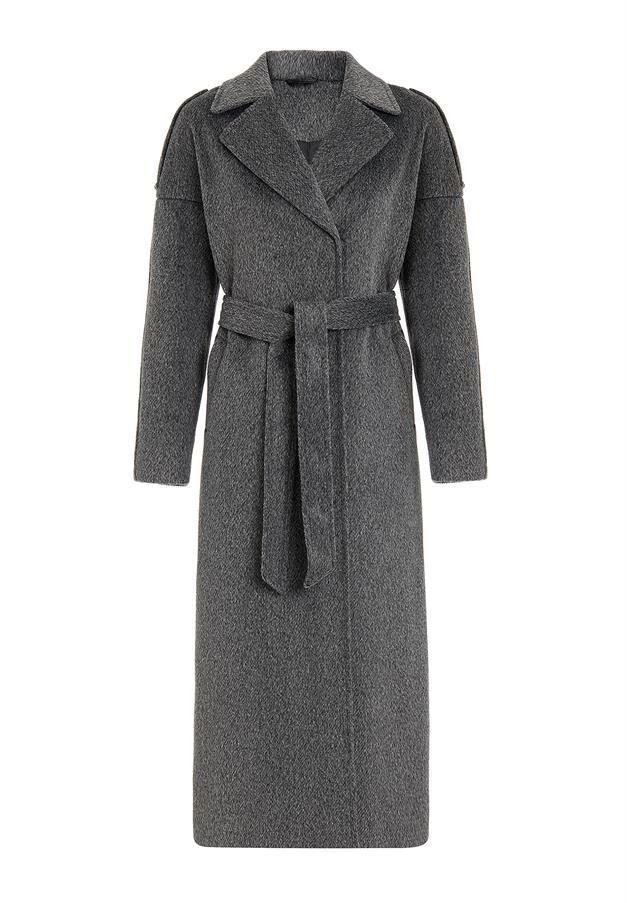 Apolet Detaylı Çıt Çıt Kapamalı Oversize Moher Kaban ANTRASİT 3147