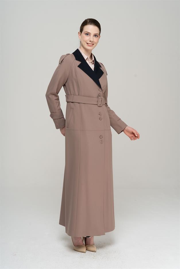 Apolet Detaylı Garnili Reglan Kol Astarlı Pardesü VİZON 6548