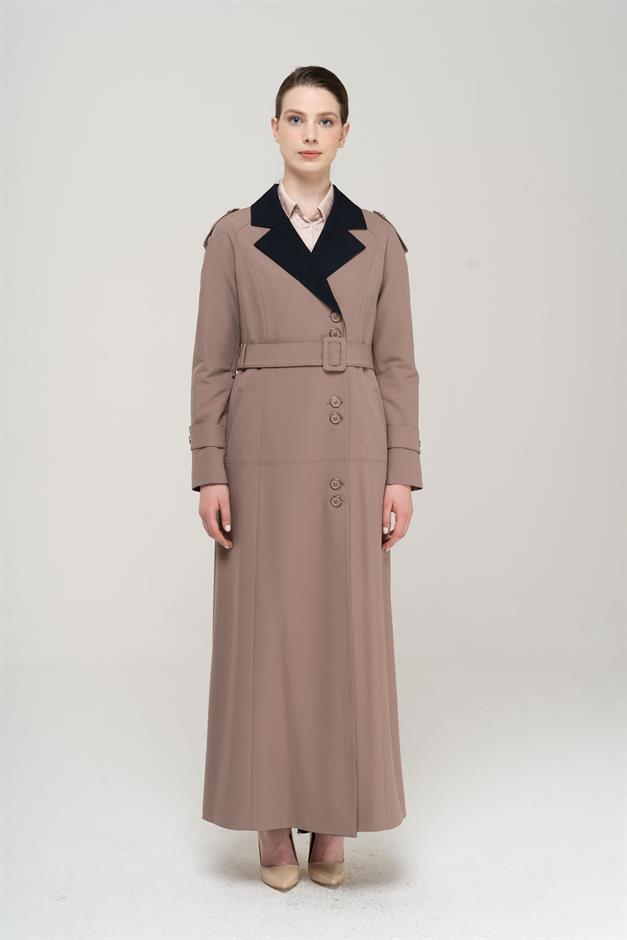 Apolet Detaylı Garnili Reglan Kol Astarlı Pardesü VİZON 6548