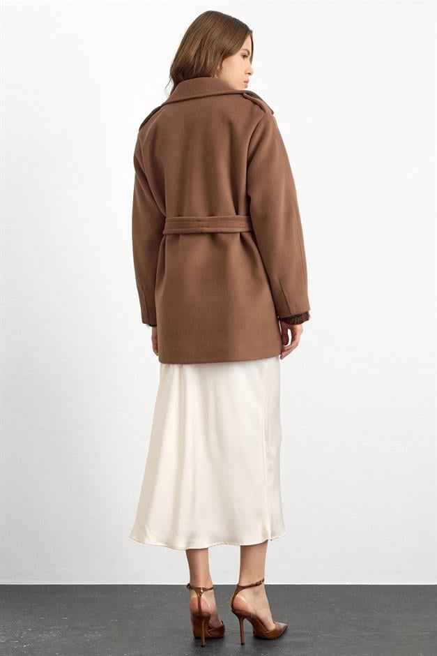 Apolet Detaylı Oversize Kısa Kaban A.KAHVE 3149