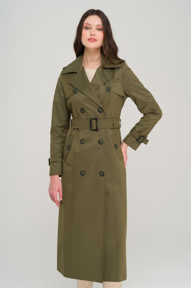 Double-breasted Water-Repellent Trench Coat with Epaulette and Cape Details A.HAKİ 6695