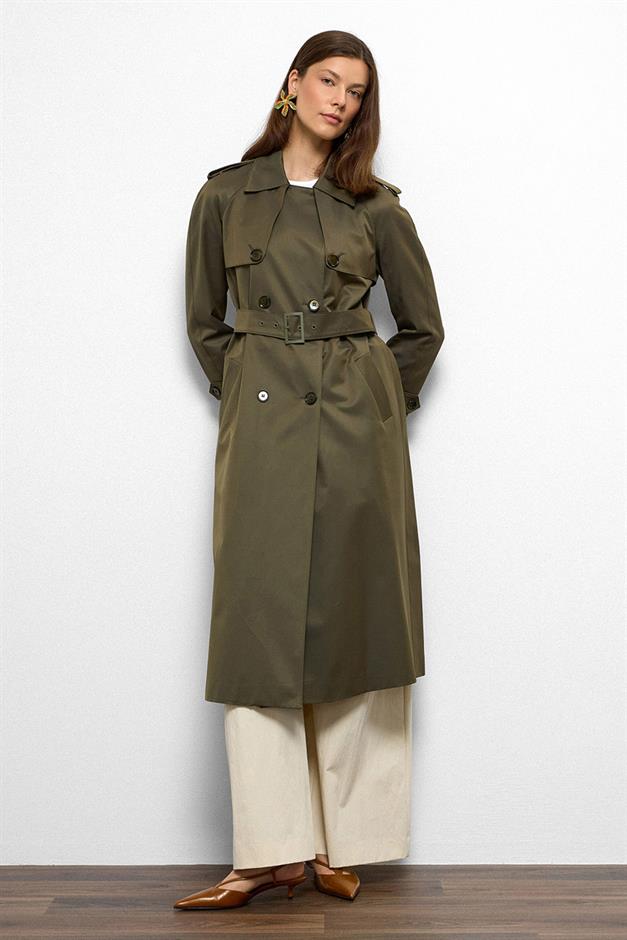 Raglan Sleeve Water Repellent Trench Coat with Epaulette and Cape Details A.HAKİ 6766