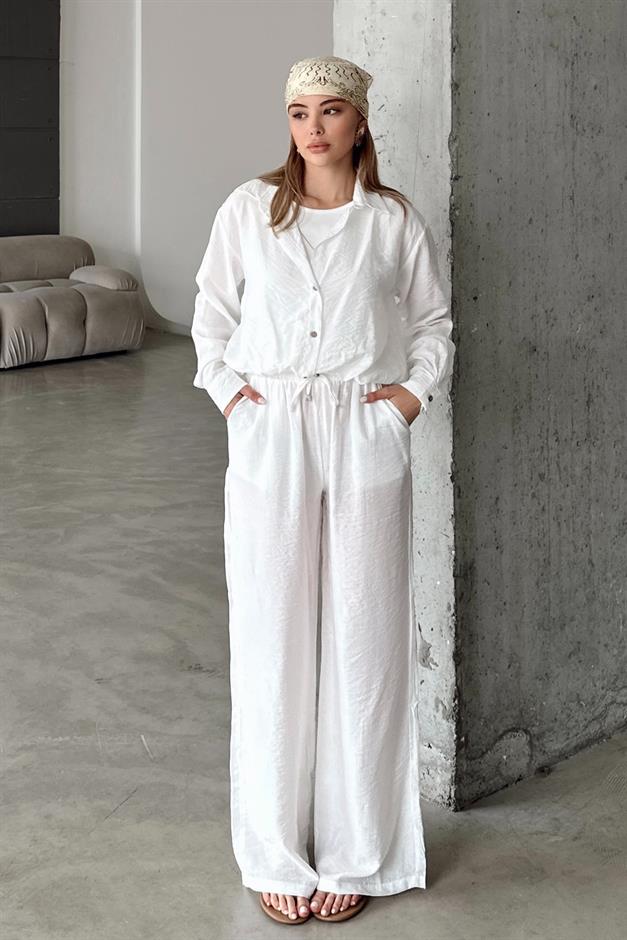 Chrush Short Shirt with Tank Top and Necklace Accessory WHITE 9353