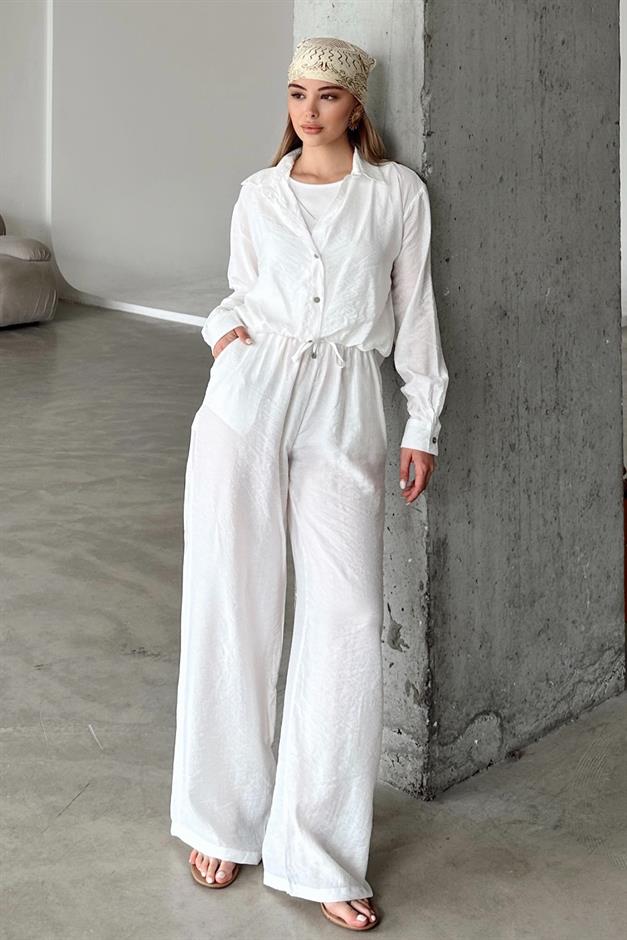 Chrush Short Shirt with Tank Top and Necklace Accessory WHITE 9353