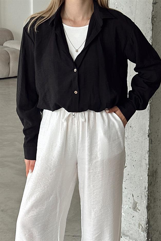 Chrush Short Shirt with Tank Top and Necklace Accessory BLACK 9353