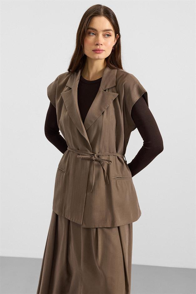 Bağcık Kapamalı Modal Yelek HAKİ 8286