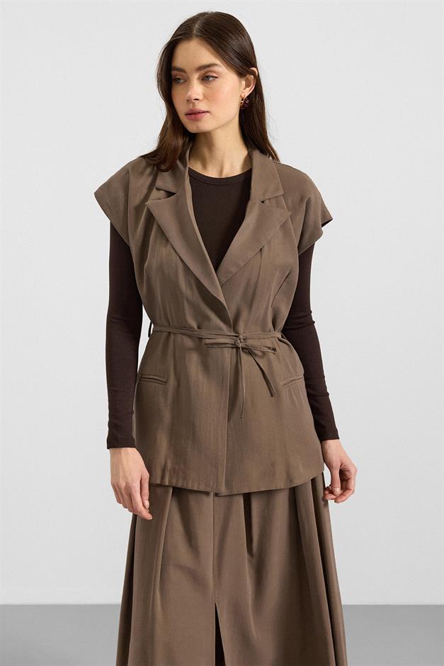 Bağcık Kapamalı Modal Yelek HAKİ 8286