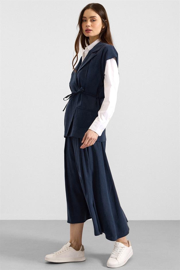 Bağcık Kapamalı Modal Yelek LACİVERT 8286