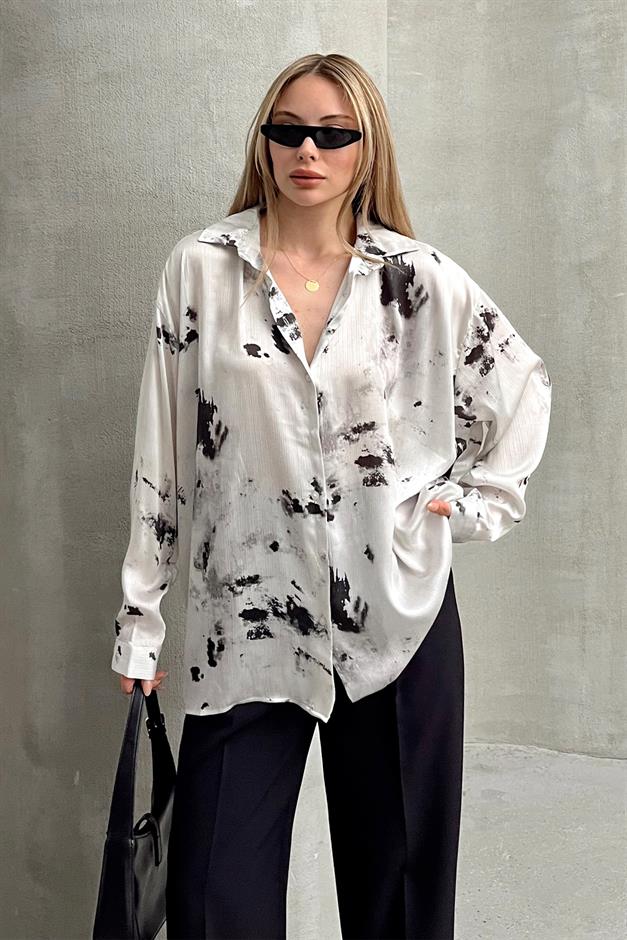 Batik Patterned Casual Shirt STONE 9319