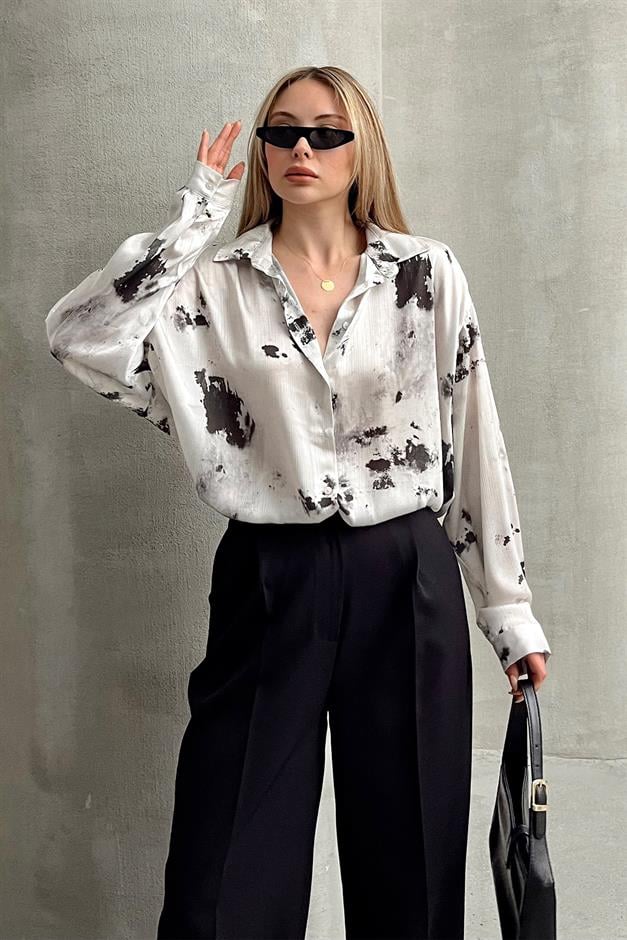 Batik Patterned Casual Shirt STONE 9319