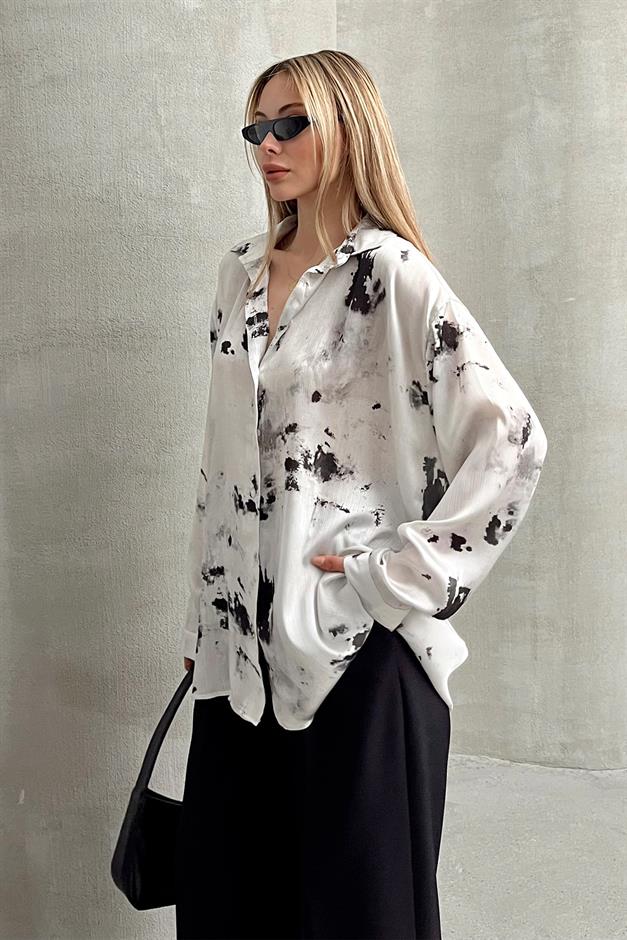 Batik Patterned Casual Shirt STONE 9319