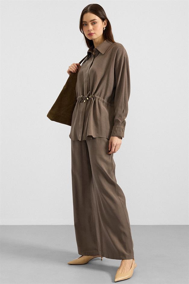 Belden Büzgülü Salaş Model Gömlek HAKİ 9413