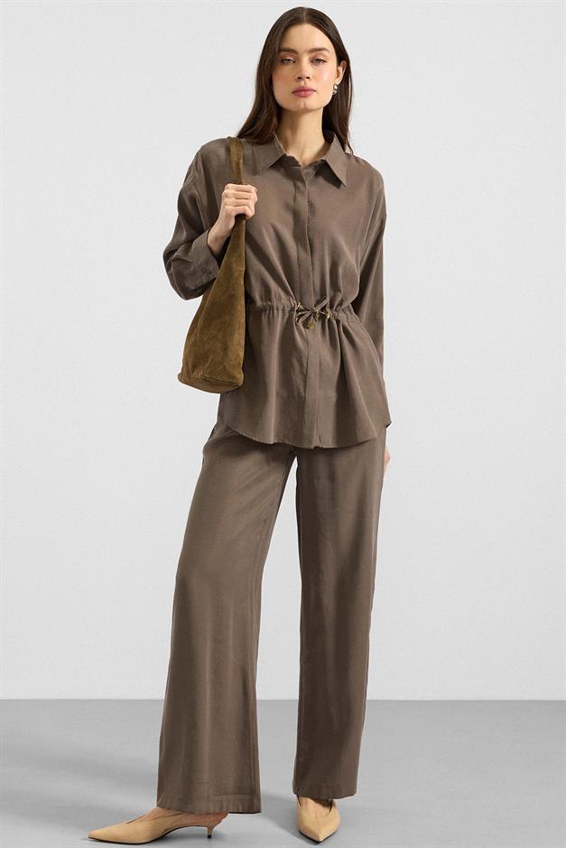 Belden Büzgülü Salaş Model Gömlek HAKİ 9413