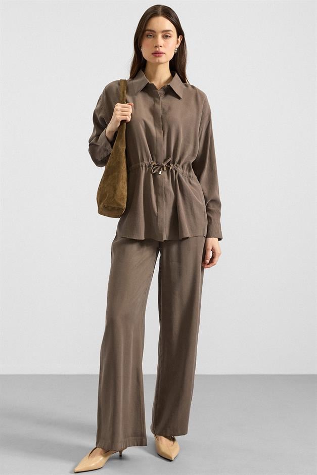 Belden Büzgülü Salaş Model Gömlek HAKİ 9413