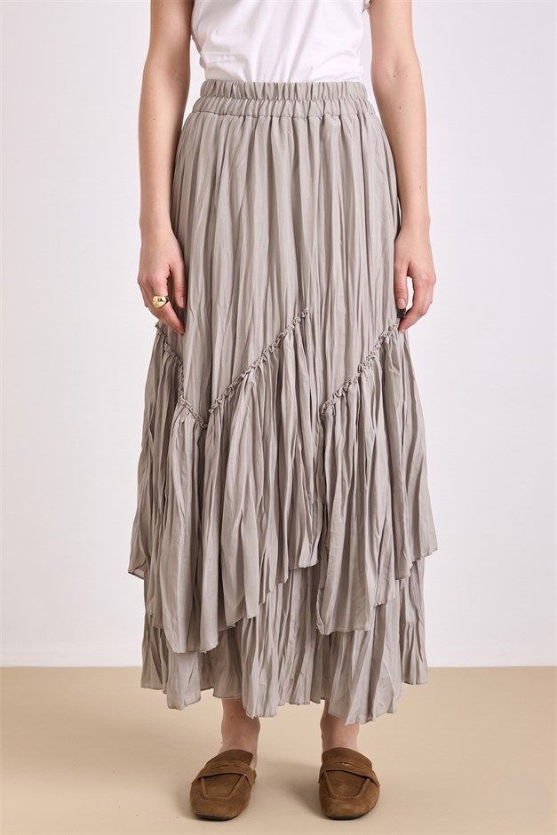 Beli Lastikli Pileli Kat Kat Etek TAŞ 7076