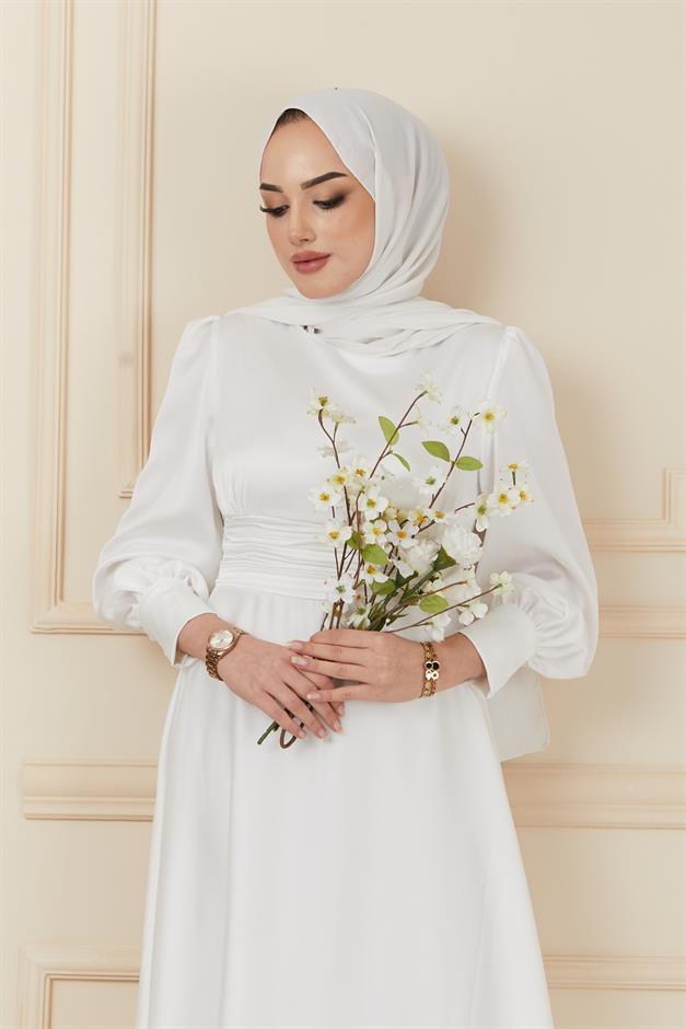 فستان سهرة بحزام مع تفاصيل خصر مطوية وحدة التحكم الإلكترونية 1595